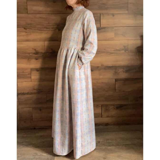 ネルチェック柄　ロングワンピース