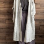 ストライプ柄リネン　スプリングコート　ライトコート　カーディガン
